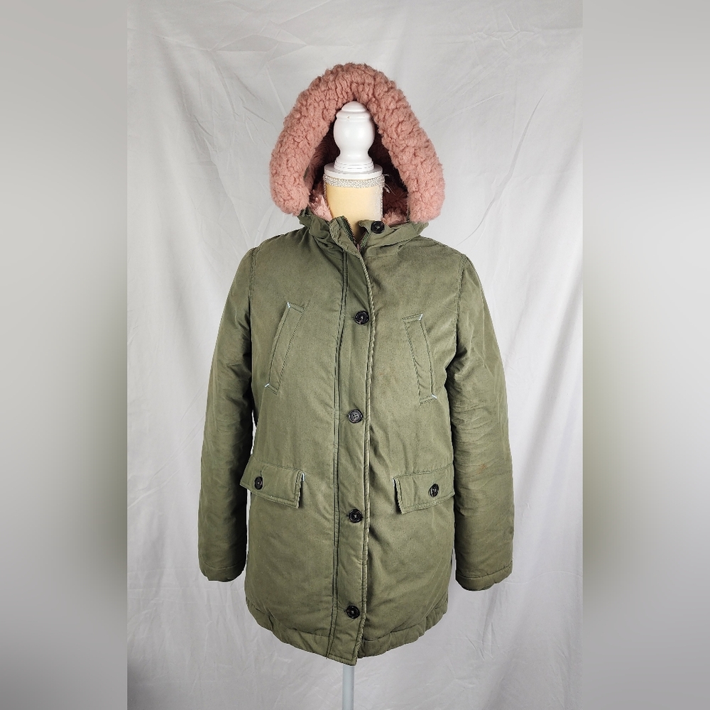 Boden Girls Sherpa Lined Hooded Puffer Coat Parka Jacket sz 13-14Y